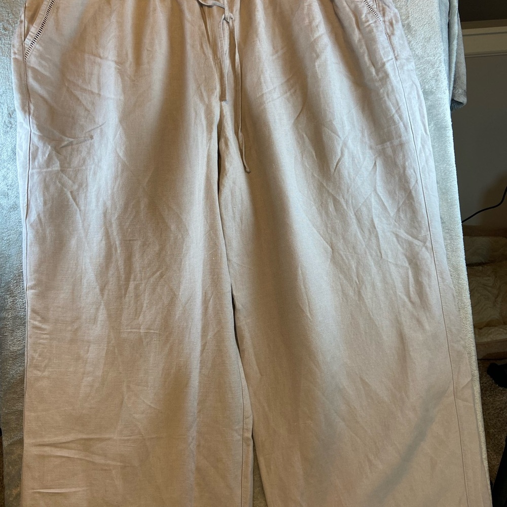 Lane Bryant Casual Beige Linen Pants Size 22/24